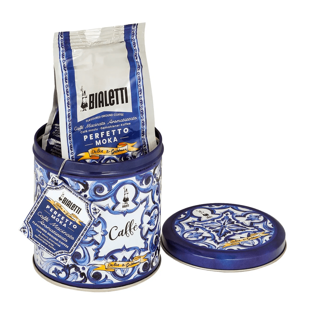 Bialetti Dolce&Gabbana Blue Gift Tin & Perfetto Moka Autentico Coffee 200g - Prestige Coffee - Bialetti -
