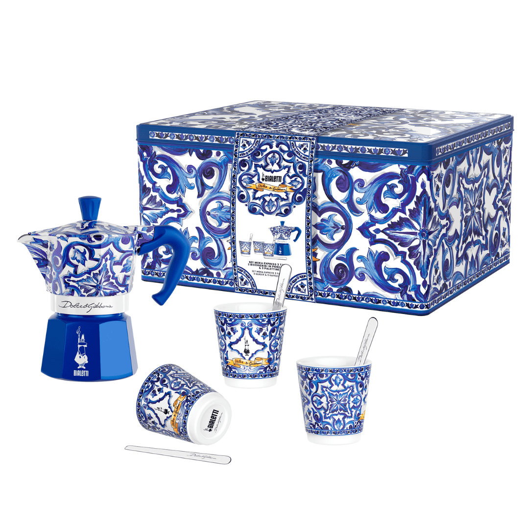Bialetti Dolce&Gabbana Mediterranean Blue Gift Set 3 Cup - Prestige Coffee - Bialetti -