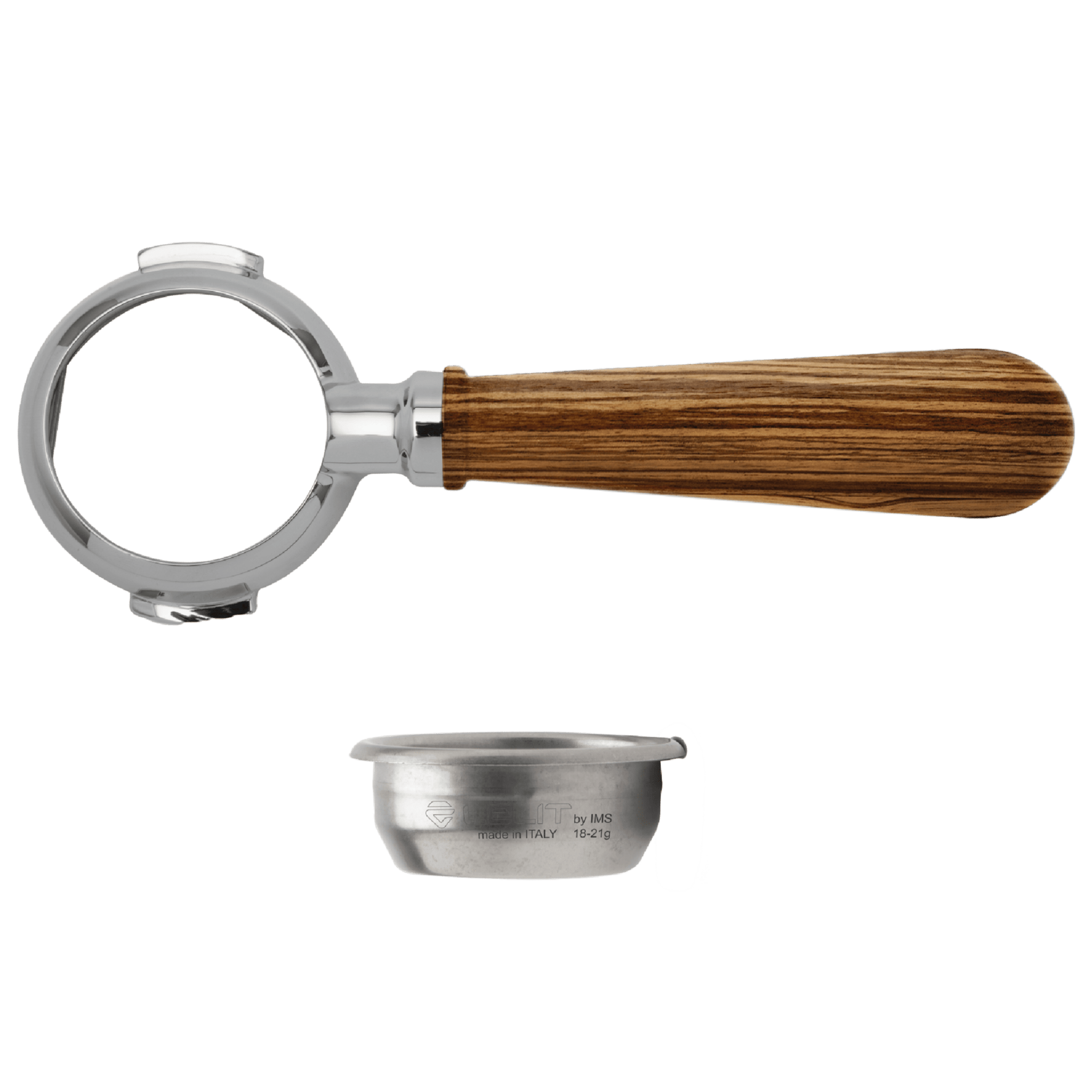 Lelit 58mm Bottomless Filter Holder Zebra Wood - Prestige Coffee - Lelit -