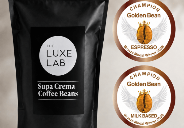 The Luxe Lab Supa Crema Coffee Beans Win 2 Awards: 2026 Golden Bean Australasia - Prestige Coffee