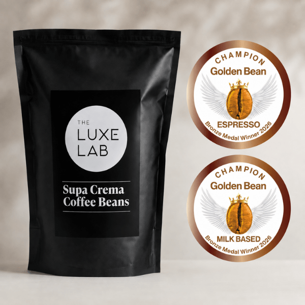 The Luxe Lab Supa Crema Coffee Beans Win 2 Awards: 2026 Golden Bean Australasia - Prestige Coffee