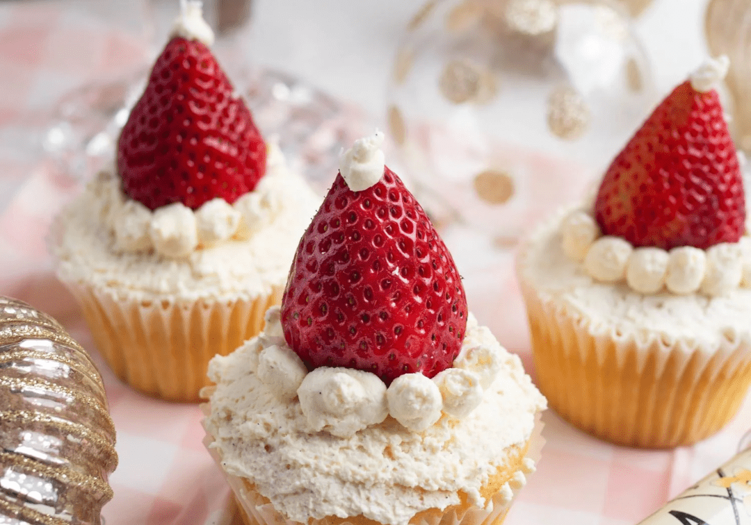 Whip Up Holiday Magic with Strawberries and Cream Santa Hat Cupcakes - Prestige Coffee