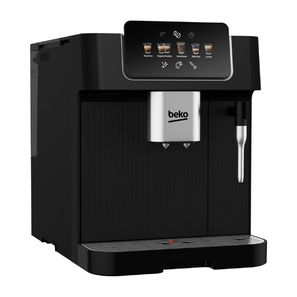 Black Beko coffee machine on a white background