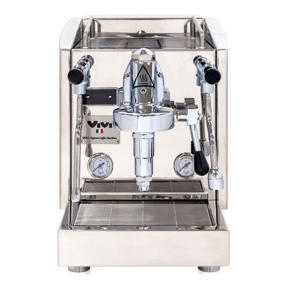 Espresso machine with 'Izzo' branding on a white background