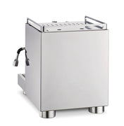 La Pavoni Cellini Evoluzione RT Coffee Machine in sleek stainless steel design, featuring dual steam wands, E61 group head, and commercial-grade rotary pump, showcasing premium Italian craftsmanship with a minimalist square body and chrome accents