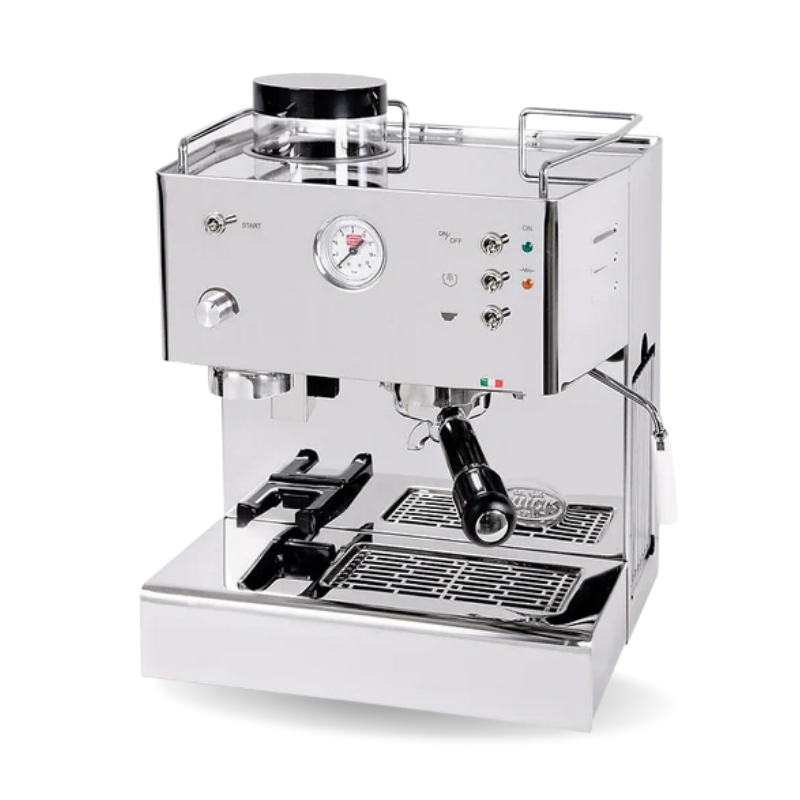 Quick mill Pegaso Evo coffee machine in stainless on a white background