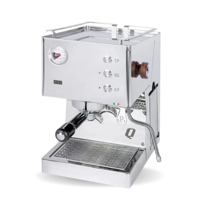 Quick Mill Pop up coffee machine in stainless steel on a white background