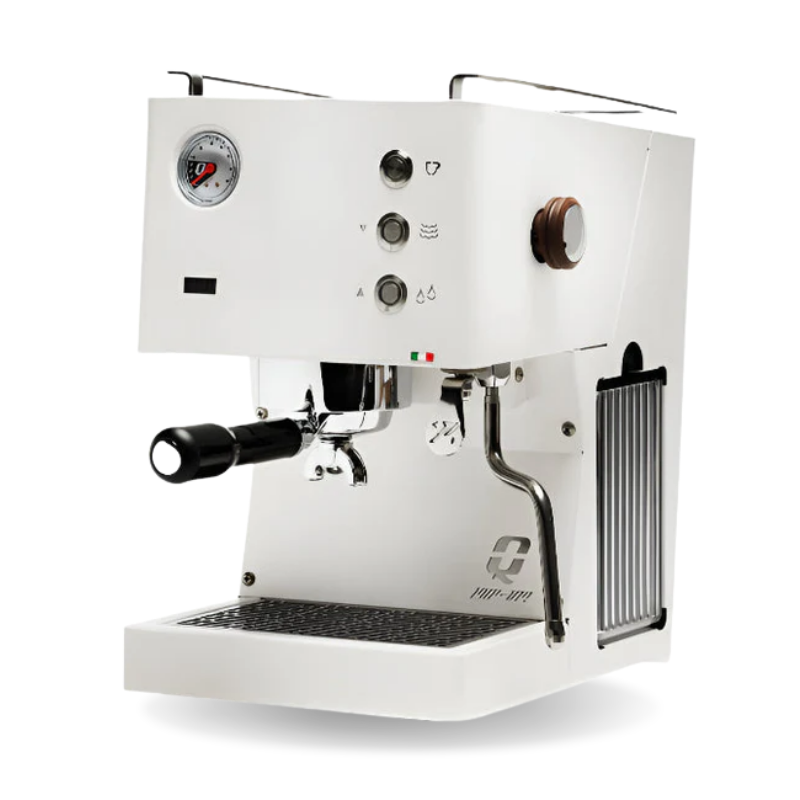 Quick mill coffee machine in white on a white background