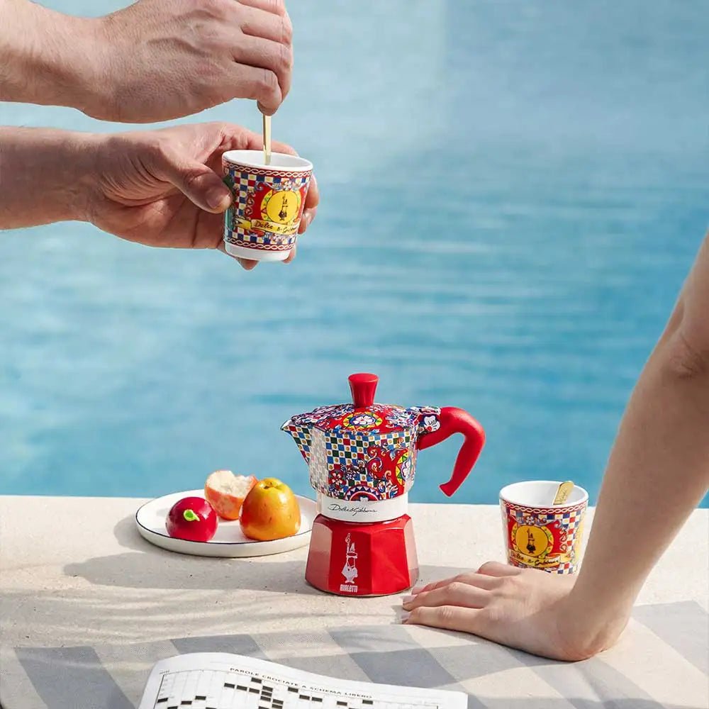 Dolce & Gabbana Porcelain Cup and Golden Stirrers Sicilian Set