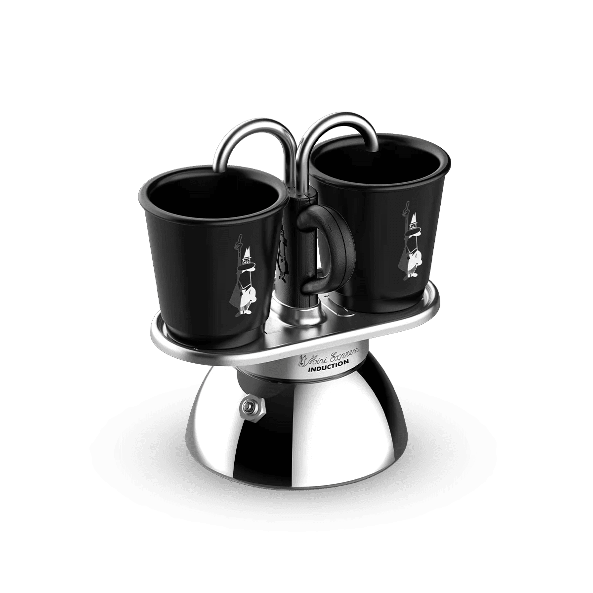 Bialetti black mini induction stovetop set with two cups