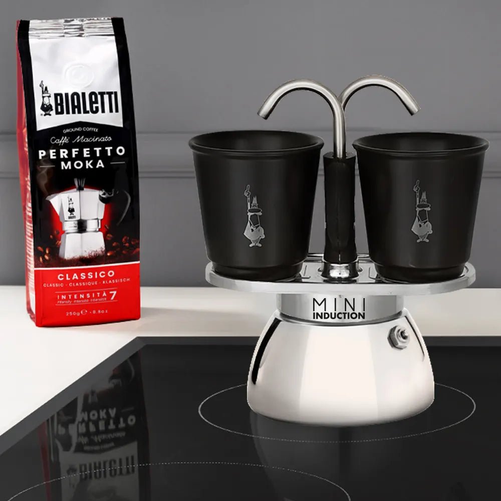 Bialetti Black Mini Induction Set with 2 Cups - Prestige Coffee-Bialetti-