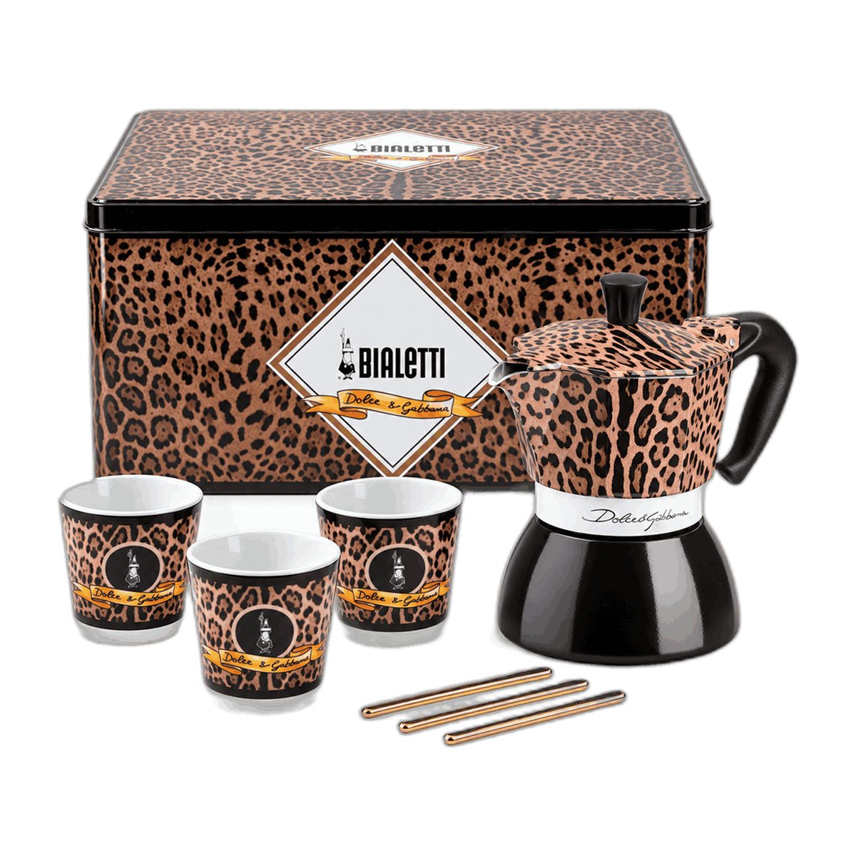 Bialetti Dolce&Gabbana Moka Induction 4 Cup Gift Set Leopardo