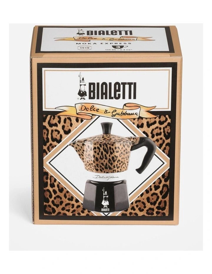 Bialetti Dolce&Gabbana Moka Express 3 cup in Leopardo design, close-up