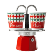 Bialetti Mini Express 2 cup Italia with 2 espresso cups