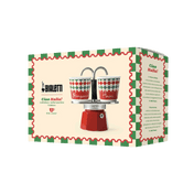 Bialetti Mini Express 2 cup Italia with 2 espresso cups, alternate view