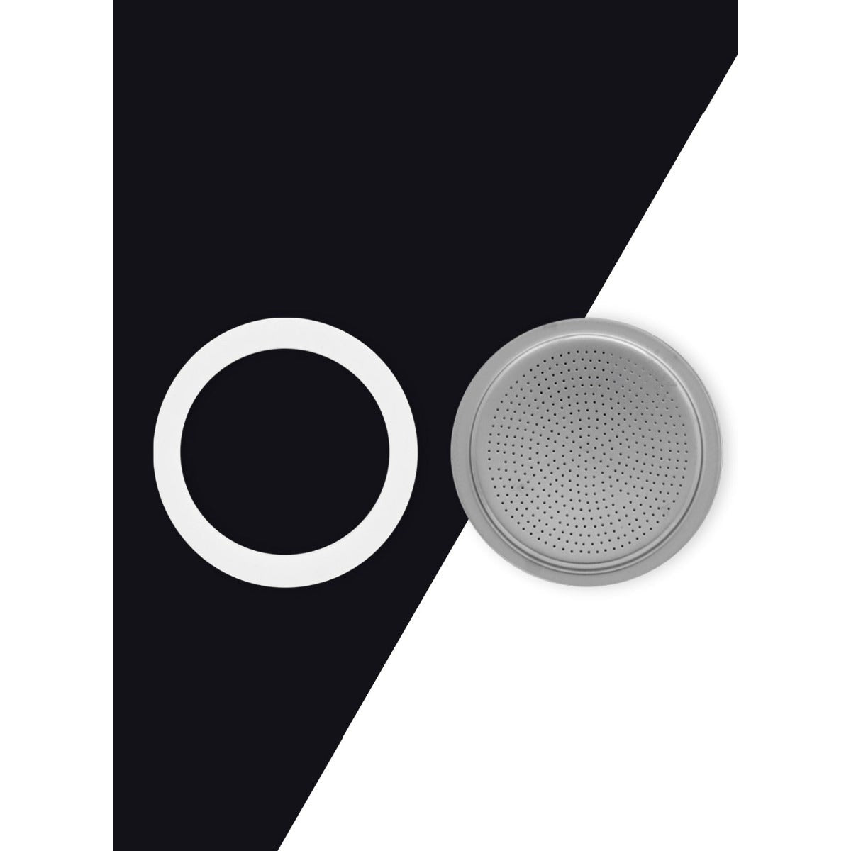Bialetti 0800410 silicone gasket and filter for 1 and 2 cup stainless steel moka pots
