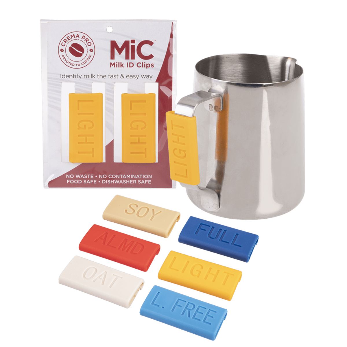 Crema Pro Milk Jug ID Clips - Set of 6 - Prestige Coffee - Crema Pro - 