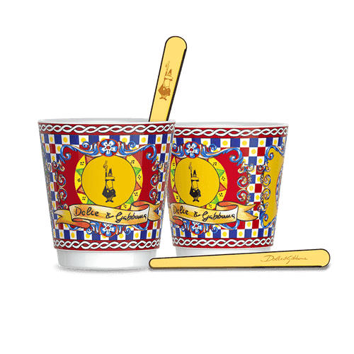 Bialetti Dolce&Gabbana Sicilian Cart Espresso Cups & Golden Stirrers