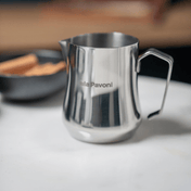 La Pavoni 500ml stainless steel milk jug from above