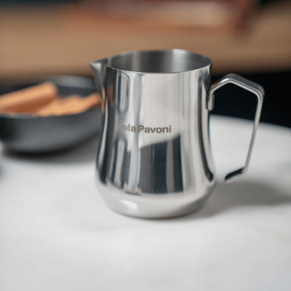 La Pavoni 500ml stainless steel milk jug from above