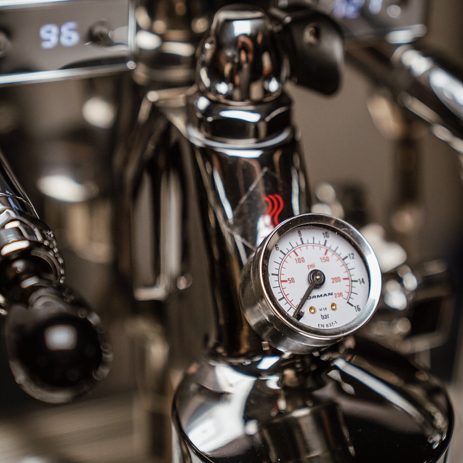 La Pavoni Botticelli Specialty dual boiler espresso machine in stainless steel, alternate view