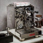 La Pavoni Botticelli Specialty dual boiler espresso machine in stainless steel, alternate view