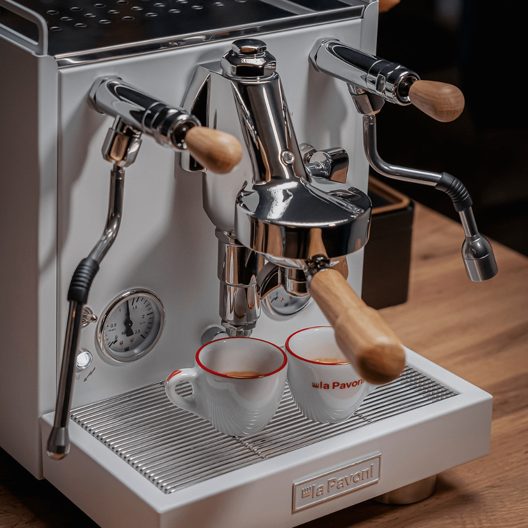 La Pavoni Cellini Evoluzione RT V2 Coffee Machine White Oak BONUS $100 Italian Coffee Cups