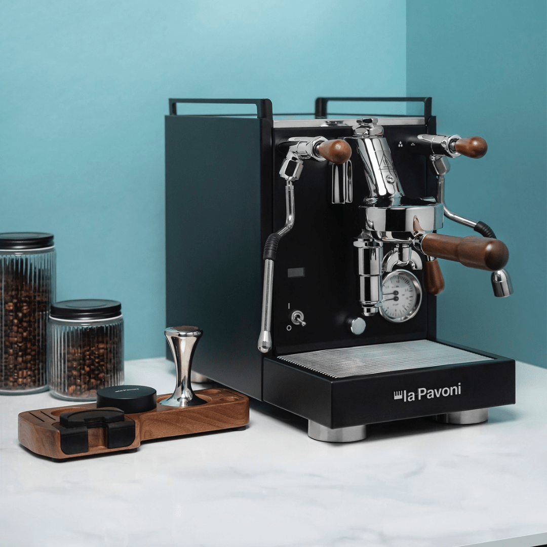 La Pavoni Mini Cellini X Black & Walnut Coffee Machine - Prestige Coffee-La Pavoni-Black