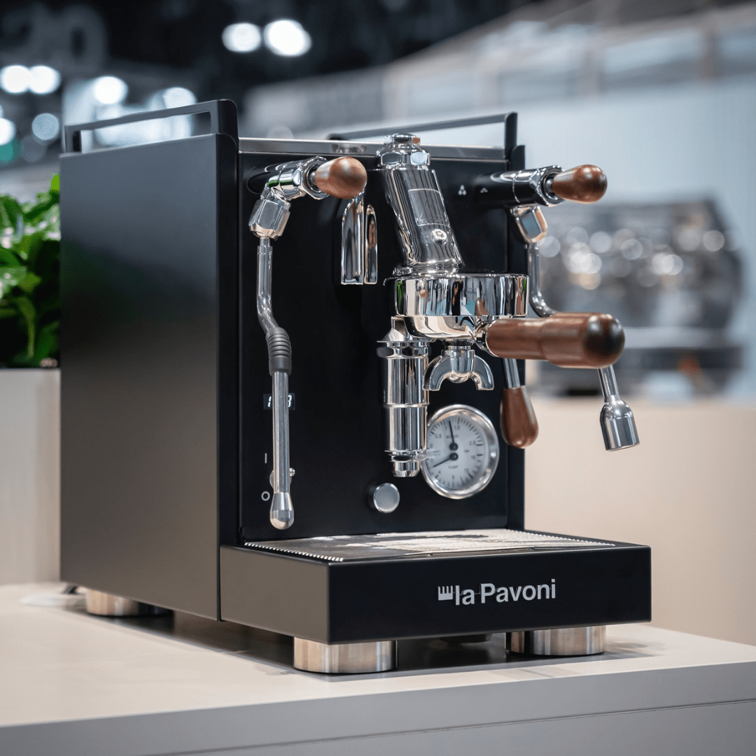 La Pavoni Mini Cellini X Black & Walnut Coffee Machine - Prestige Coffee-La Pavoni-Black