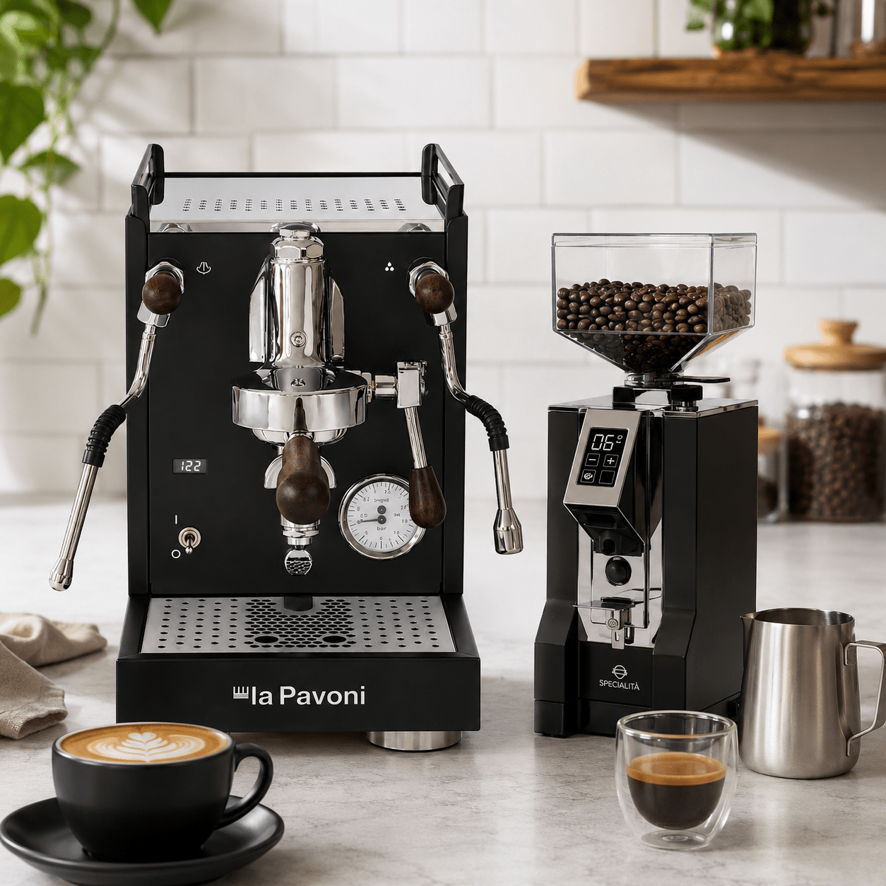 La Pavoni Mini Cellini X Black Walnut & Eureka Specialita Coffee Machine & Grinder Bundle - Prestige Coffee-La Pavoni-Chrome