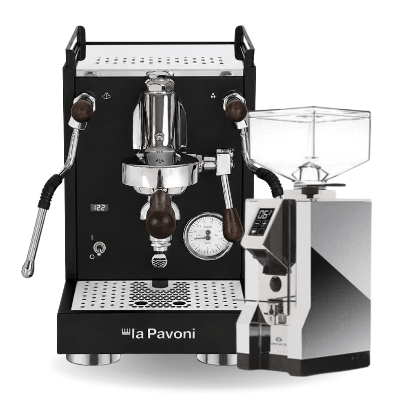 La Pavoni Mini Cellini X Black Walnut & Eureka Specialita Coffee Machine & Grinder Bundle - Prestige Coffee-La Pavoni-Chrome