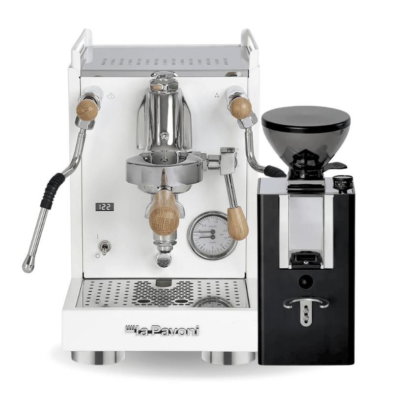 La Pavoni Mini Cellini X & Kube Mill V2 Coffee Machine & Grinder Bundle - Prestige Coffee-La Pavoni-White