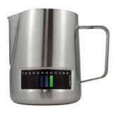 Latte Pro 480ml stainless steel milk jug with temperature tag