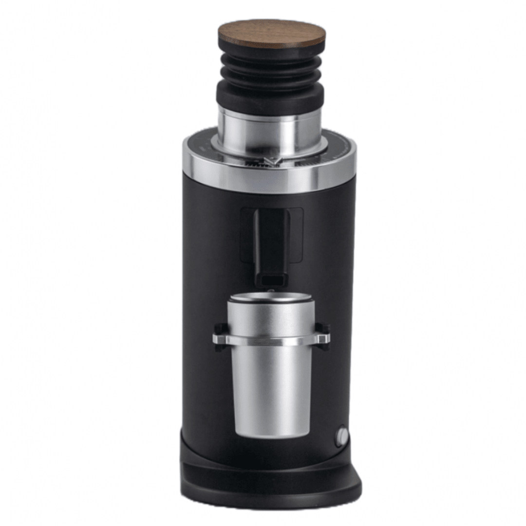 Profitec Drive and Turin DF64 V2 bundle with white grinder, close-up
