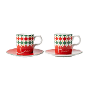 Bialetti Tricolore Italia Espresso Cups & Saucers Set of 2