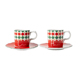 Bialetti Tricolore Italia Espresso Cups & Saucers Set of 2